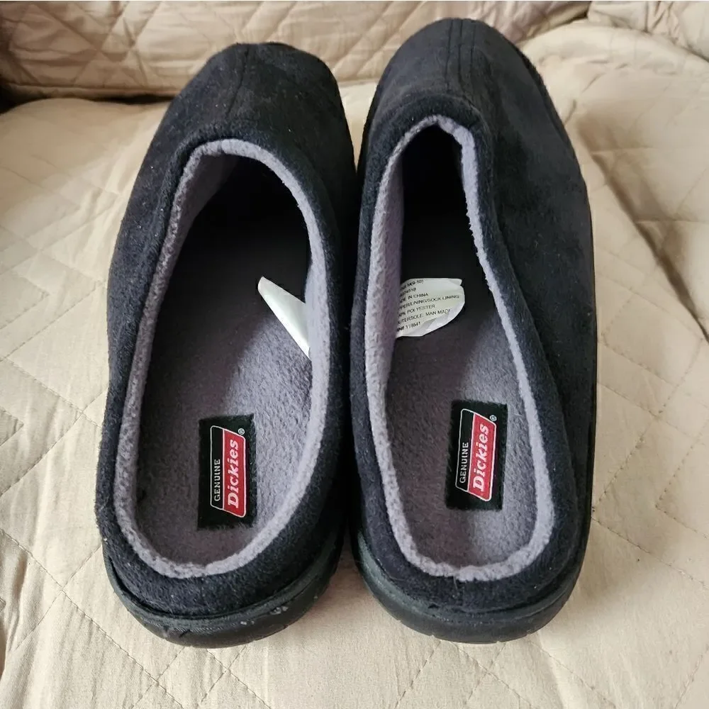 Dickies Men's Size M (9/10) Slippers Black Memory Foam Plush Slip On Clogs